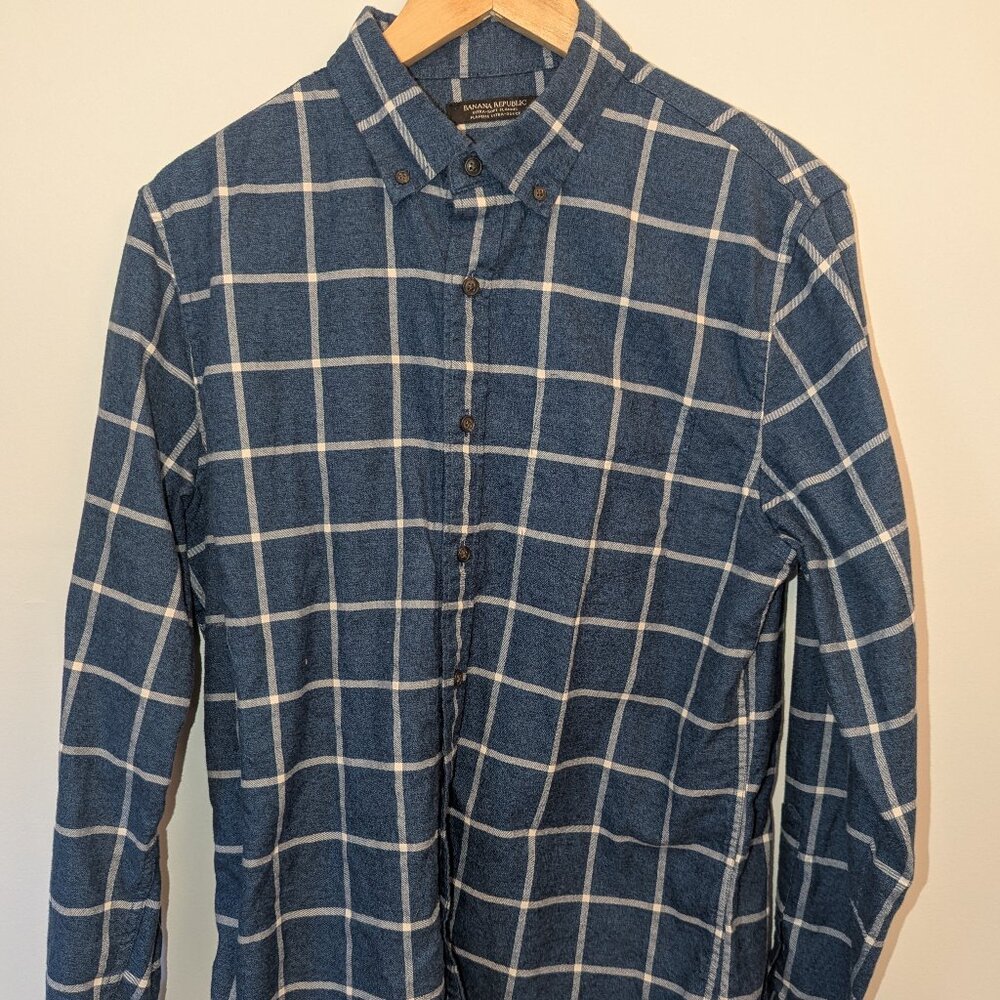 Men's Banana Republic Blue Plaid Button-Up